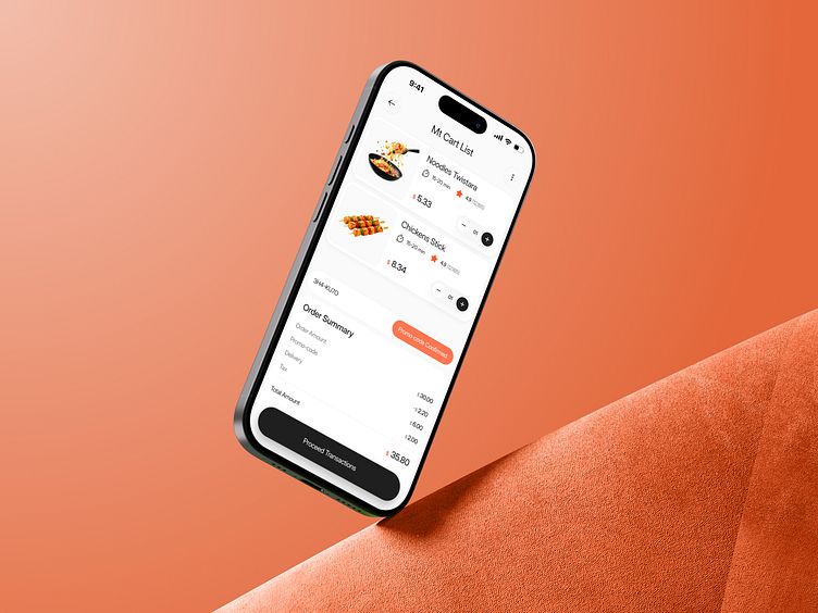 En smartphone visar en mobil varukorg och checkout-sida för matleverans.